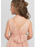 Pleated Tulle Tea Length Tiered Skirt Flower Girl Dress